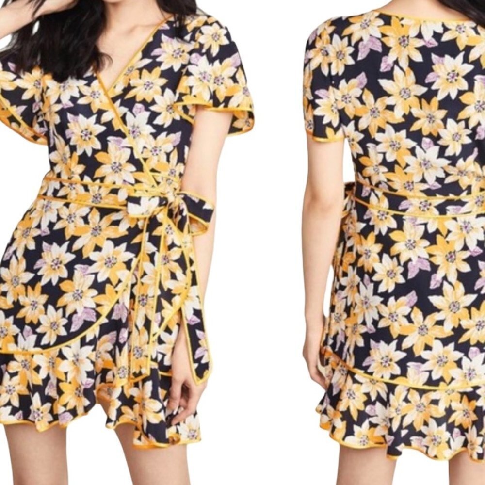 Cinq a Sept Cameron Floral Silk Wrap Dress - Picture 2 of 8
